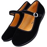 Women's Cotton Mary Jane Shoes Ballerina Ballet Flats Yoga Exercise Shoes (9)
