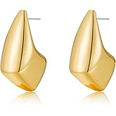 Apsvo Gold/Silver Chunky Earrings for Women, Gold Thick Hoop Earrings Statement Earring Lightweight Drop Dangle Earring Trendy Jewelry