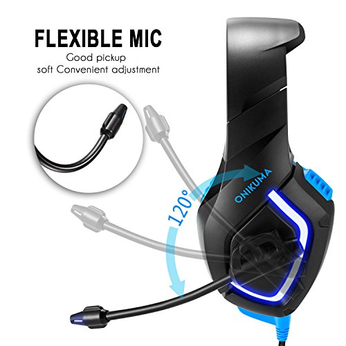 Stereo Gaming Headset for PS4, PC, Xbox One Controller, Noise Cancelling Over Ear Headphones with Mic, LED Light, Bass Surround, Soft Memory Earmuffs for Laptop Mac Nintendo Switch Games - Thumbnail 2