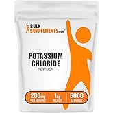 BulkSupplements.com Potassium Chloride Powder - Salt Substitute, Potassium Salt - Gluten Free, 200mg per Serving, 1kg (2.2 lbs) (Pack of 1)