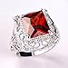 Psiroy 925 Sterling Silver Created Garnet Filled Filigree Art Deco Statement Ring