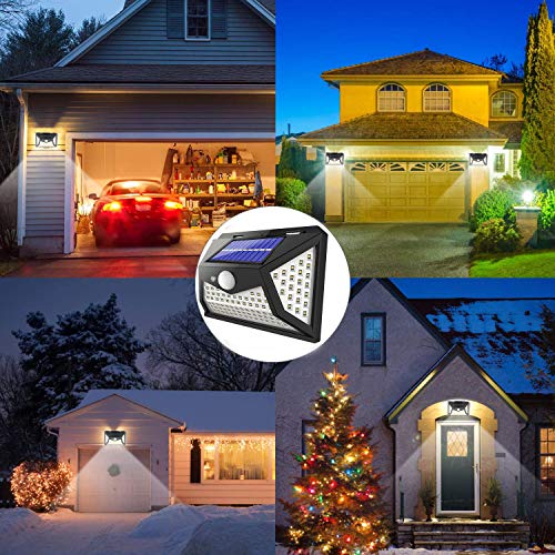 Upgraded Solar Lights Outdoor,118 LED Solar Motion Sensor Security Lights, 3 Lighting Modes 270°Wide Angle Outdoor Wall Lights for Garden Fence Door Yard Garage Pathway(4 Pack)