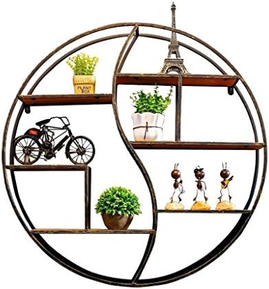 Wall shelf Circular Wall hanging Iron art Industrial wind Wall decoration Shelf restaurant Home Cafe Wall Decor (Size : 80cm)