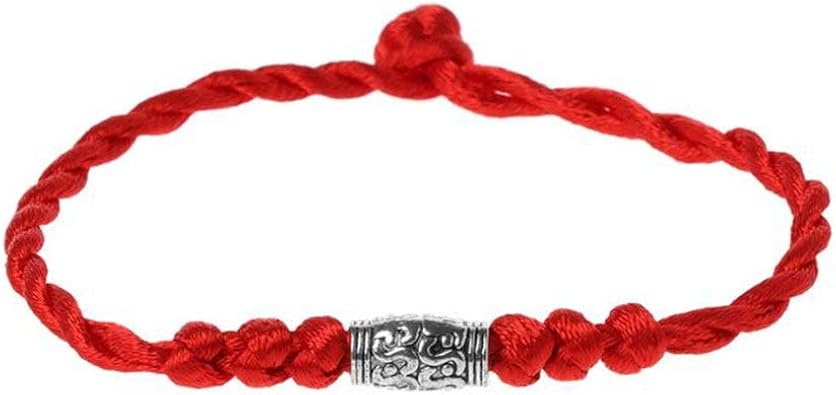 Vhnvhn Bracelet Chanceux Traditionnel Tibetain En Fil D Argent Fil Rouge Bracelet Amulette Amazon Fr Bijoux
