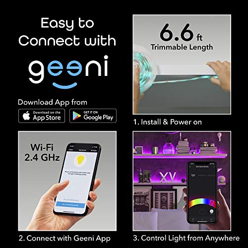 Geeni Prisma Strip USB Smart LED Strip Lights, Indoor/Outdoor Adhesive