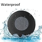 Waterproof Bluetooth Shower Speaker, BoNBoN Water Resistant Handsfree Portable Wireless Shower Speaker,Build-in Microphone, Solid Suction Cup, 6 hrs Play Time,Black