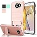 Samsung Galaxy J7 Perx Case, Galaxy J7 Sky Pro / J7V 2017/J7 Prime/Halo Case with Screen Protector,AnoKe[Card Slots Wallet Holder]Kickstand Plastic TPU Shockproof Case For Galaxy J7 2017 KC1 Rose Gold