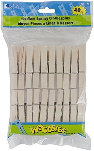 Loew Cornell 1021178 Woodsies Spring Clothespins, 40 count (3)