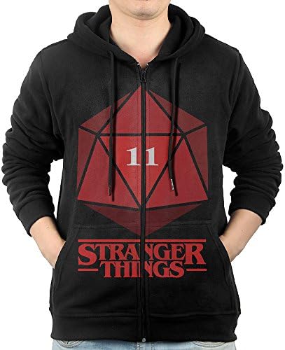 ADKKSI Casual Mens Stranger Things 11 Full-Zip Sweatshirt Hoodie Jacket Small