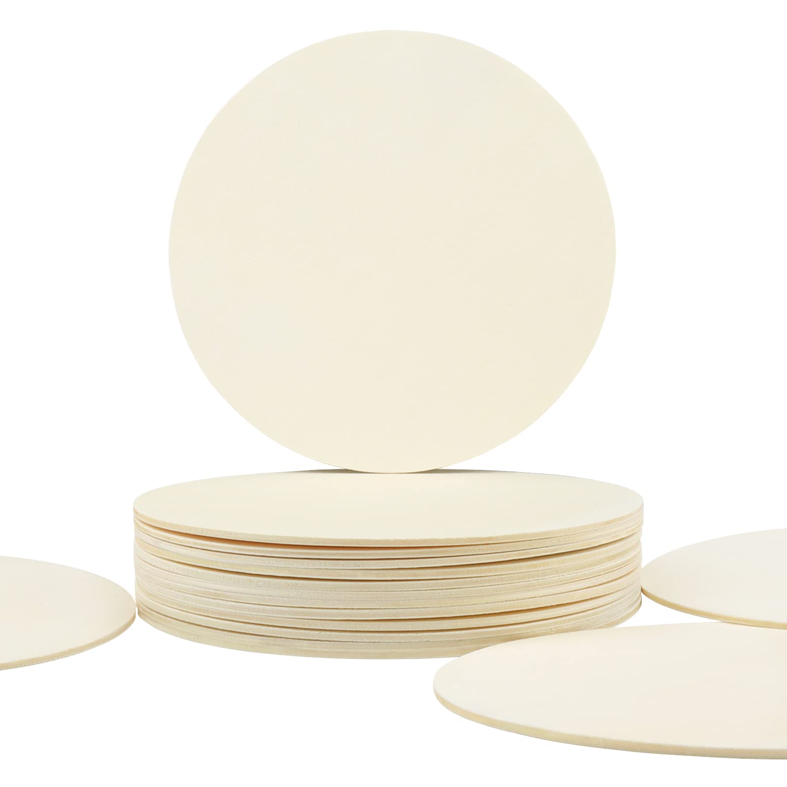 DOITEM 16 Pcs 15cm/6inch Unfinished Rounds Wooden Cutouts for Crafts,Round Wood Plaque,Round Wood Slices for Pyrography,Painting and Christmas Decorations