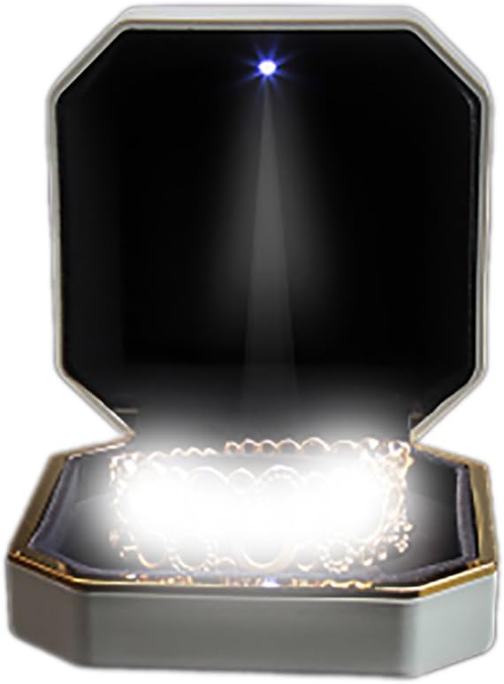 Emorias 1 Pcs Top grade Piano paint Exquisite Bracelet Box With Blue LED light Creative Ring Box Earring box Pendant Jewelry Packaging Gift Case for Engagement Marriage