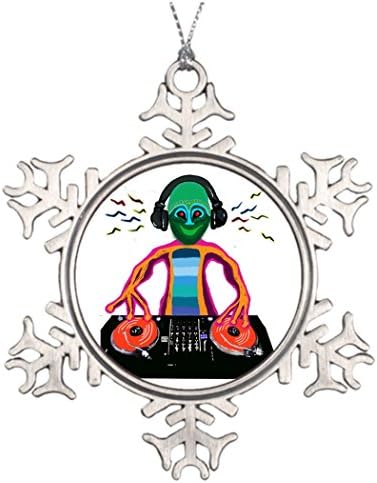 Just Redo Funny Alien Dj Colossal 15.2 cm 6 Round Badge Personalised Christmas Tree Decoration Christmas Reindeer Decorations