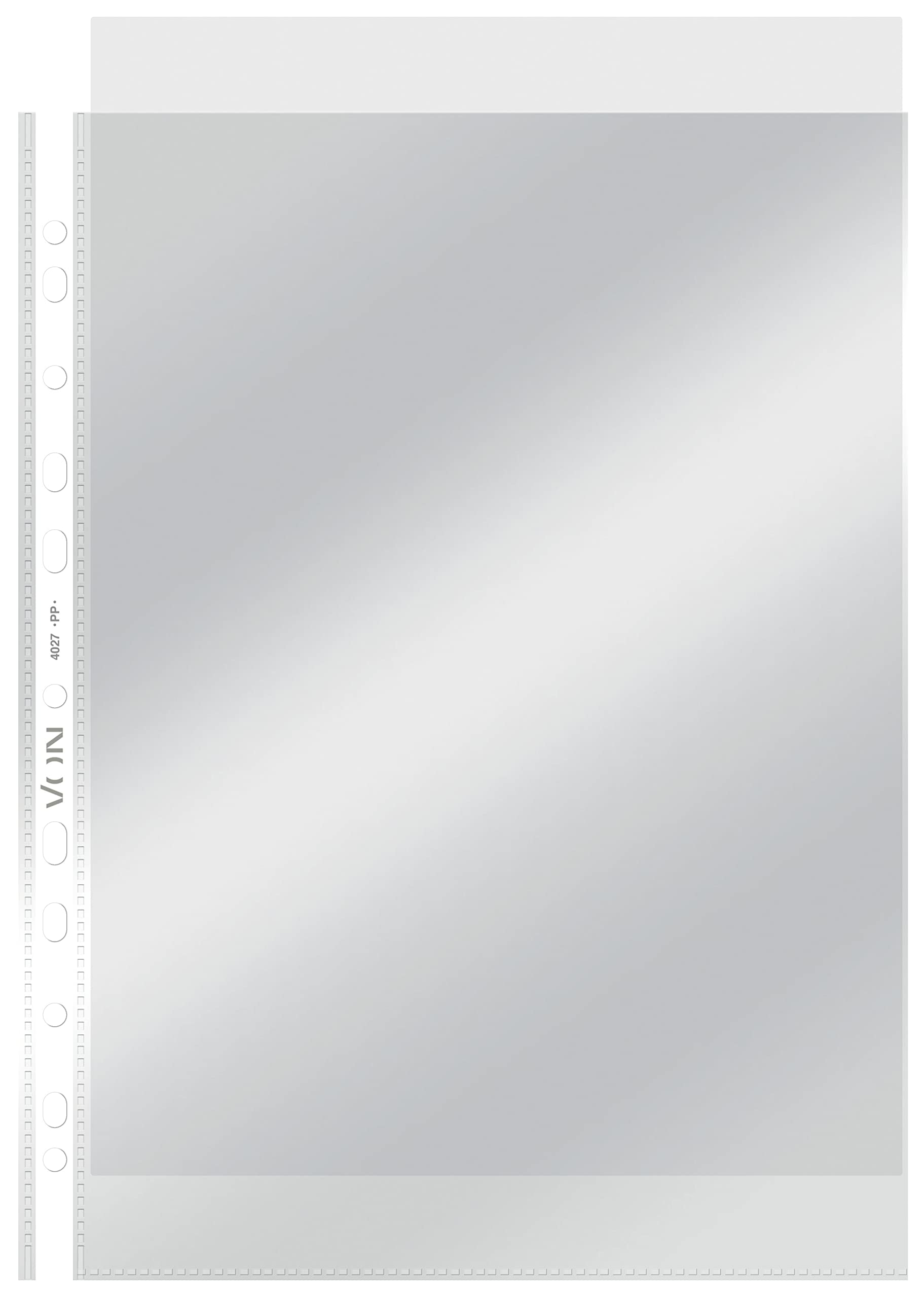 VON Leitz 40273003 Pack of 10 Transparent Document Wallets A4 55 Micron Top Opening High Quality Transparent Plastic Acid Free Punched for Documents and Documents
