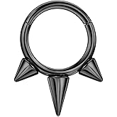 FANSING 316L Surgical Steel 3 Spike Beaded Piercing Rings for Septum Daith