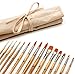 AIT Art Paint Brush Set - 15 Paint Brushes - Rounds, Flats - Handmade in USA for Trusted Performance with Oil, Acrylic, and Watercolor - Includes Canvas Brush Holder