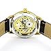 YouYouPifa Brilliant Hand-Winding Mechanical Golden Dial Brown PU Leather Band Watch NBW0FD5533-SS3