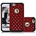 iPhone 6S Case, NOVT Shockproof Heavy Duty Mobile Phone Case iPhone 6 Cover Hybrid Dual Layer Hard PC with Soft Rubber Apple iPhone 6S Cover 4.7 Inch Rhinestone Bling Protective Cell Phone Case (Red)
