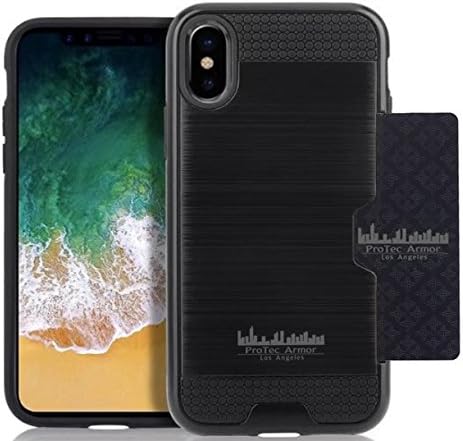 📱iPhone X Wallet Case Apple 2017 series, Slim Credit Card Id Slot Cover Premium Shock Proof Protection Hybrid Dual Layer TPU PC Anti Slip Grip, 4 Colors Black, Rose, Gold and Silver By ProTec Armor