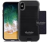  Apple iphone X series wallet cover case ultra slim hard soft dual hybrid TPU + PC Wallet Slot holder for 1 credit card + Id Anti slip grip + thin bumper back layer #1 Apple cover BLACK