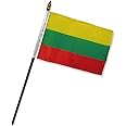 Quality Standard Flags One Dozen Lithuania Stick Flag, 4 by 6"