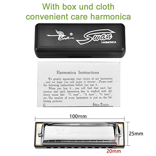 HOMEKE Harmonica Key of C 10 Hole 20 Tone Diatonic Harmonica C Blues with Case for Beginner,Students, Kids Gift - Thumbnail 5