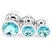 Eastern Delights 3 Pcs Jewelry Anal Plug Steel Metal Butt Plated Plug with Penis Condom, Light Blue