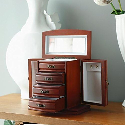 New Wooden Jewellery Display Box For Women Armoire Necklace Ring Organizer Case Gift UK