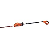BLACK+DECKER 20V MAX Pole Hedge Trimmer Cordless with Battery and Charger, 18-Inch Dual Action Blade Power Hedge Trimmer, Extended Long Reach Hedger Up to 11 Ft, 180 Degrees Pivoting Head (LPHT120)