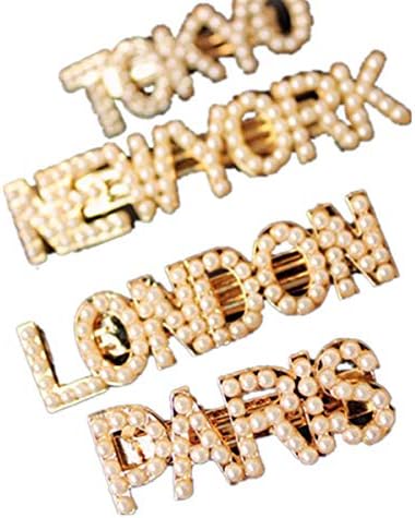 Women Girl Ladies newest pearl letter hair clip barrettes accessories spring clip (lodon)