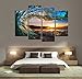 Cao Gen Decor Art-S70448 4 panels Wall Art Waves Painting on Canvas Stretched and Framed Canvas Paintings Ready to Hang for Home Decorations Wall Decor