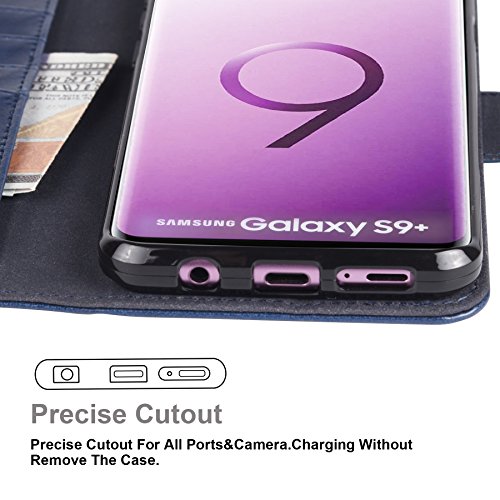 image for Galaxy S9 Plus Case, Arae [Kickstand Feature] PU Leather Wallet case w