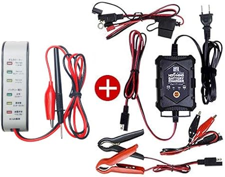 Amazon スーパーナット 星乃充電器 バイクバッテリー 充電器 6v 12v切替式 電圧チェッカー お得な2点セット トリクル充電機能 サルフェーション除去機能付 バイクバッテリー充電器 車 バイク