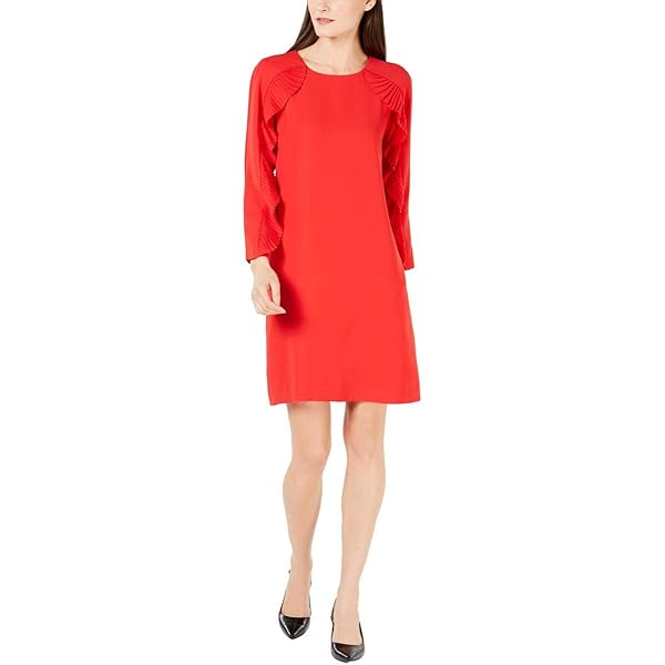Alfani Womens Pleated Ruffle Sheath Dress, Red, 10 at Amazon Women's  Clothing store