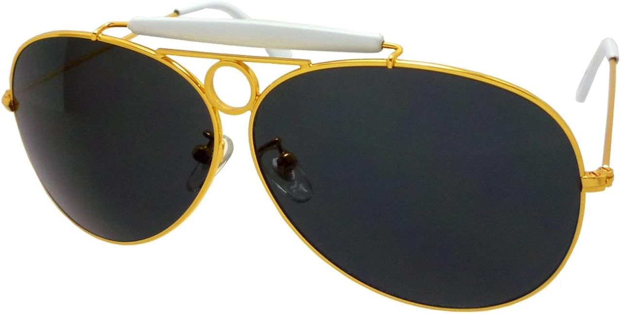 Top Gun Iceman Kilmer Style Aviator Sunglasses, Gold Frame / Smoke Lens