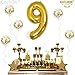 Number 9 and Gold Confetti Balloons - Large, 40 Inch Foiil Gold Balloons | 5 Gold Confetti Balloons, 12 Inch | 9th Birthday Party Decorations | Party Supplies for Anniversary Décor