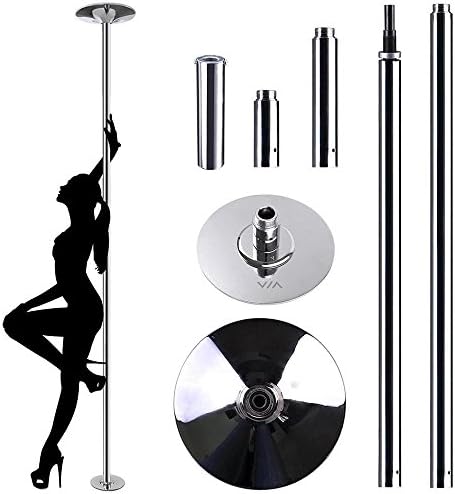 Steel 45 mm Portable Dance Pole Static Stripper Spinning Fitness | Adjustable Height with Strong Weight Capacity Upto 200Kg/441Lb | Great for Dancing Training Exercise for Home Gymnasium