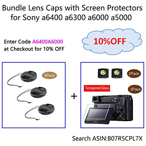 72mm Snap-on Lens Cap Cover with Strap for Sony E PZ 18-105mm F4 G OSS Lens for Sony Alpha a6500 a6400 a6300 a6000 a5100 a5000 Digital Camera,ULBTER Center Pinch Lens Cap & Lens Cover Keeper 2 Pack