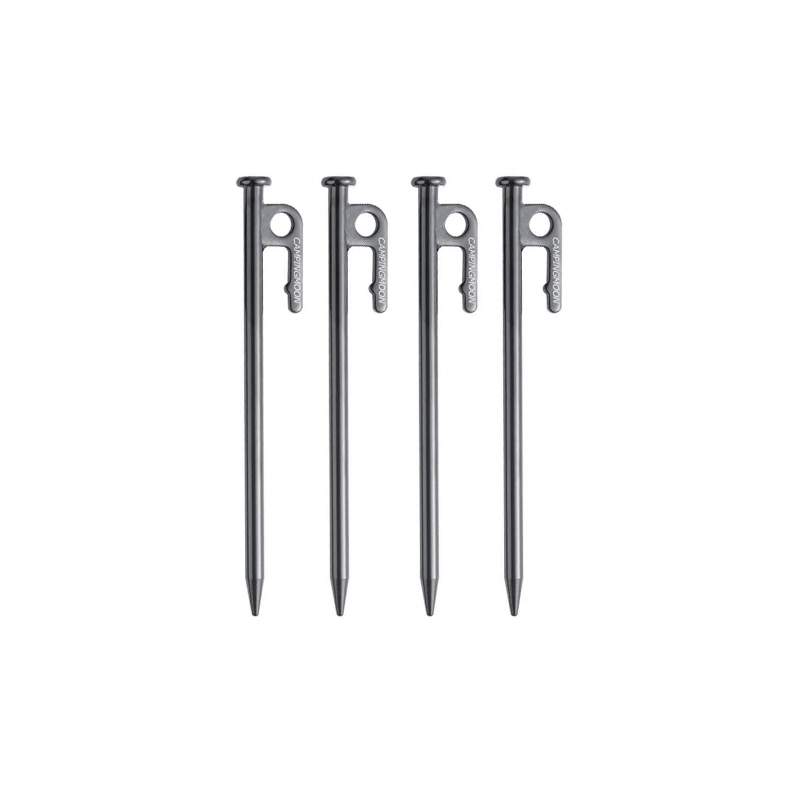 Campingmoon 4pcs Carbon Steel Tent Pegs Heavy Duty S45C Black Coating Camping Tent Stakes for Hard Ground 20cm