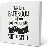Knibeo Funny Bathroom Signs Decor,This is a Bathroom not an Internet Cafe Wood Box Sign,Rustic Wooden Sign Block Plaque for Bathroom Toilet Restroom Shelf Table Decor 5x5 Inch