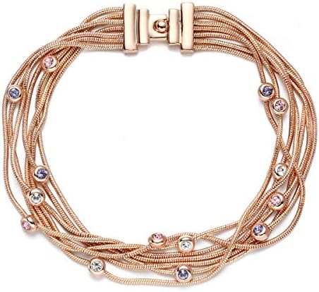 AFAFKAKA Multilayer Snake Chain Wrap Bead Bracelet Boho Crystal Bracelet- Magnetic Clasp