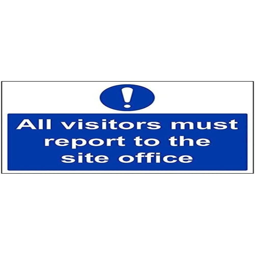 V Safety Eco Friendly Mandatory General - All Visitors Must Report To The Site Office - 400 X 300mm