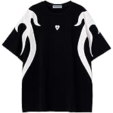 Aelfric Eden Men's Oversized T-Shirts Unisex Black White Tshirt Short Sleeve Vintage Graphic Tee Summer Casual Contrast Color Tops XL