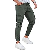 GINGTTO Mens Cargo Jogger Pants Slim Fit Stretch Zipper Pockets Thick Cotton Pants for Men