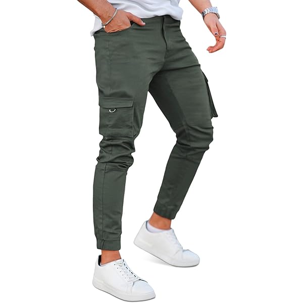 URBANJ Men's Twill Cargo Jogger Pants Size S-5XL (US, Alpha, Small