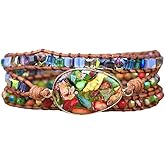 ZOSOJONA Women Wrap Bracelet Boho Natural Jasper Crystal Stone Beads Strand Bracelets