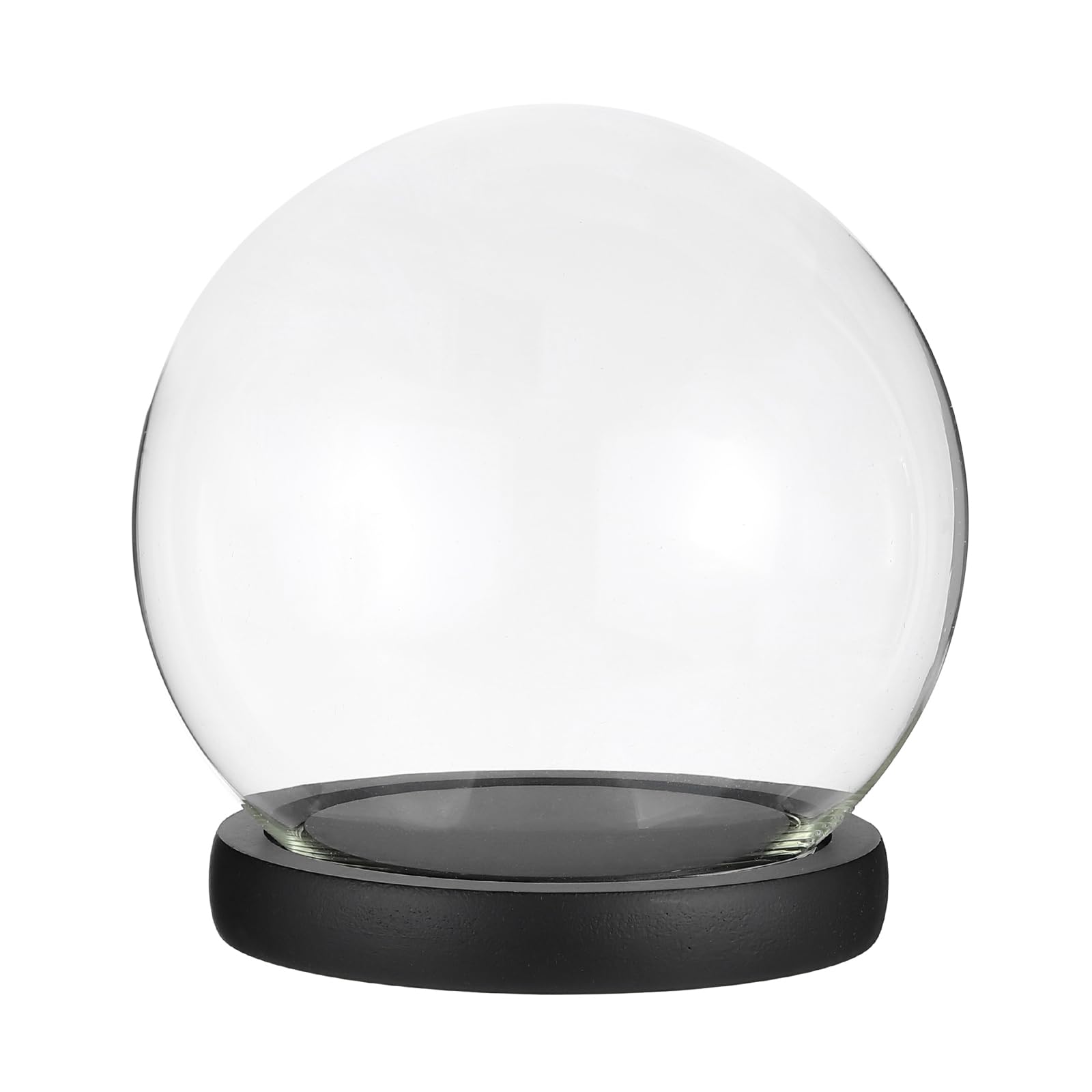 PATIKIL 3.5"x6" Round Glass Display Dome Cloche, Decorative Tabletop Display Ball Bell Jar with LED Light Base for Plants Collectible Figure Candles Medals, Black