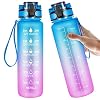 Manords 32oz BPA Free Leakproof Water Bottle with Large Motivational Time Marker Motivational to Ensure You Drink Enough…