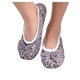 Snoozies Womens Quilted Ballerina Comfort Split Slipper Socks