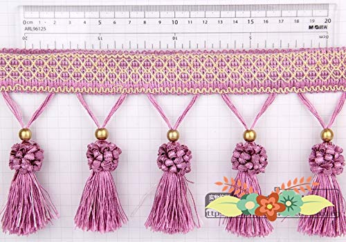 Lace - 12 Meters/lot Hot Sale Globule Curtain Tassel Fringe European-Style Curtains Lace Trim for Sewing Fabric Accessories Decoration - (Color: Rice Wine)