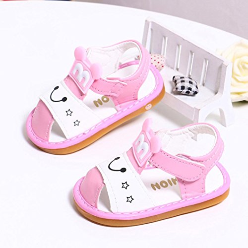 Sunward Fisherman Boy Girl Squeaky Sandals Shoes, Criss-Cross Toddler Boy Sandals Slip (Pink, 12M) - Thumbnail 2